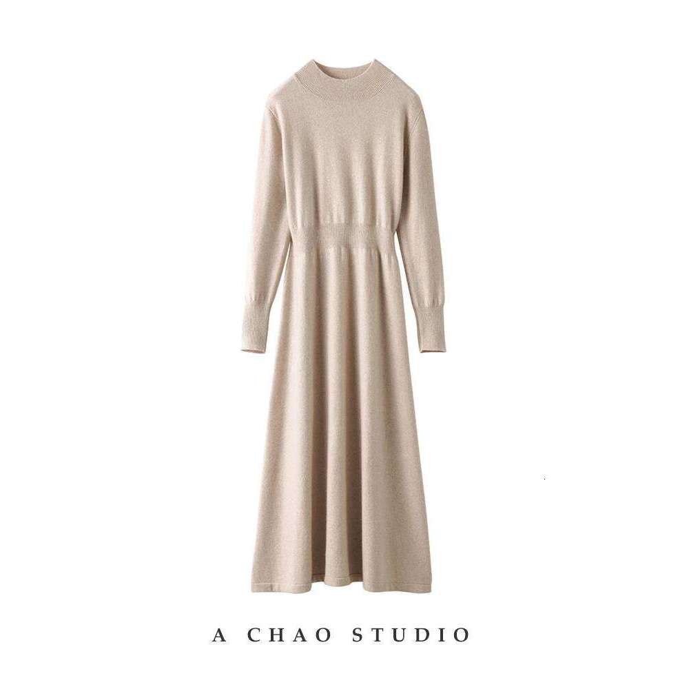 CHICUU Women 100% Knitted One Piece Autumn Winter Thick Warm Cashmere Knitwear Long Sleeve Dress Z260314