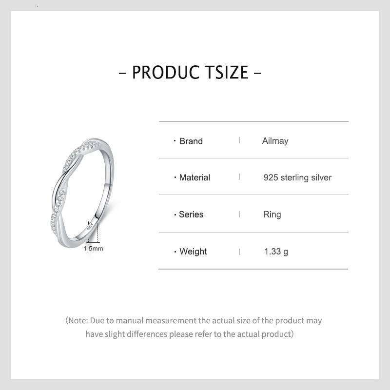 Ailmay 925 Sterling Silver Fashion Shiny Zirconia Staggered Line Design Finger Ring For Women Wedding Statement Fine Jewelry H260312