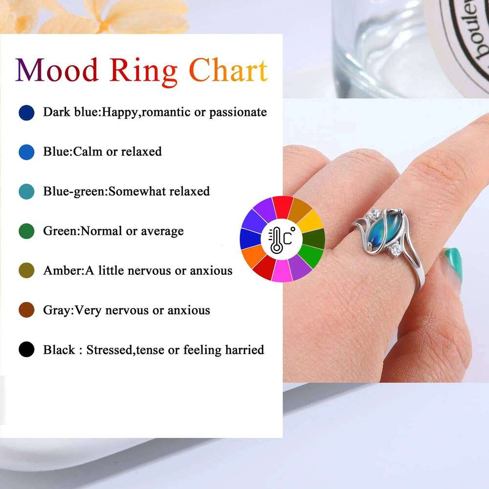 Fansilver 925 Sterling Mood for Women Cubic Zirconia Accents 18K Gold Plated Oval Moonstone Statement Silver Rings H260312