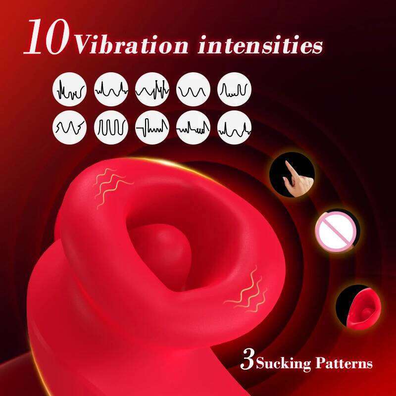 Tongue Licking Sucking Vibrator 10 Vibration 3 Suck Female Masturbation Vacuum Sucker Nipple Clit Stimulator Sex Toy for Women 26H0313