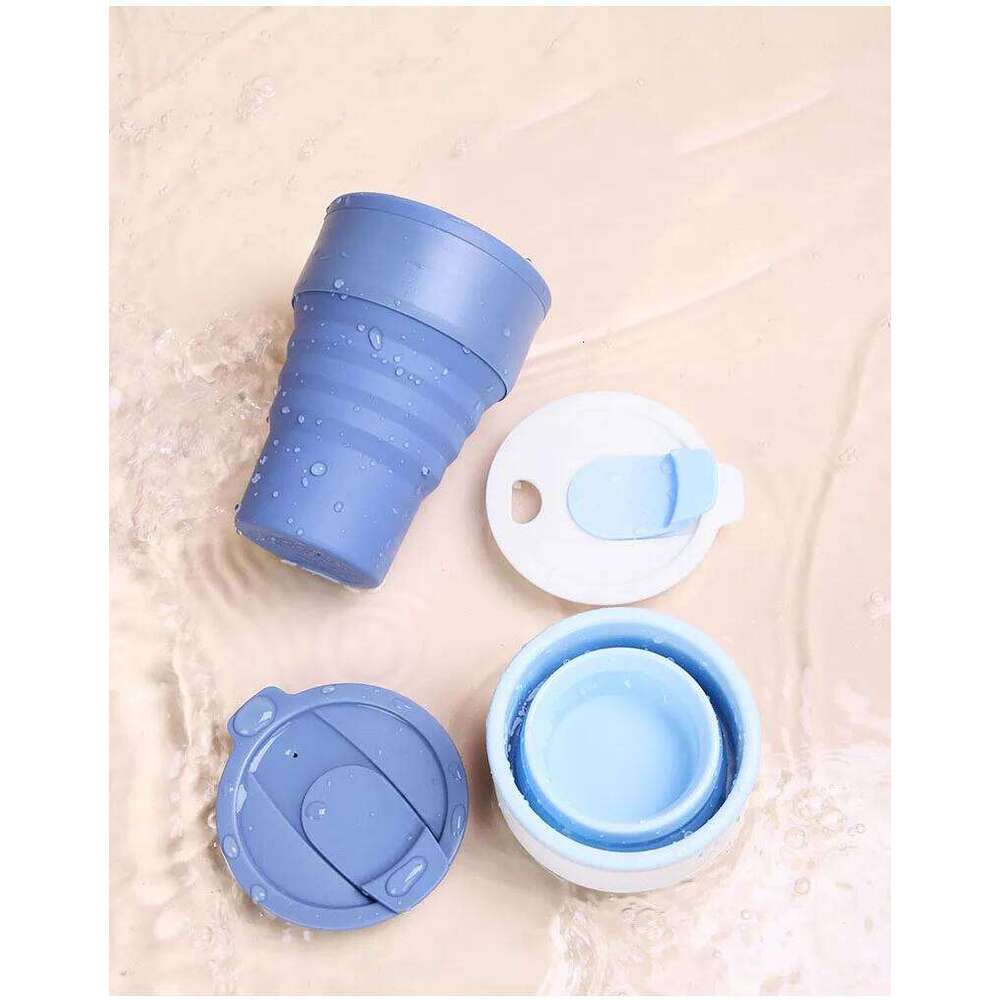 Reusable Silicone Collapsible with Lid Camping 375ml 16oz Portable Folding Coffee Cups for Travel -40-200C Z260313