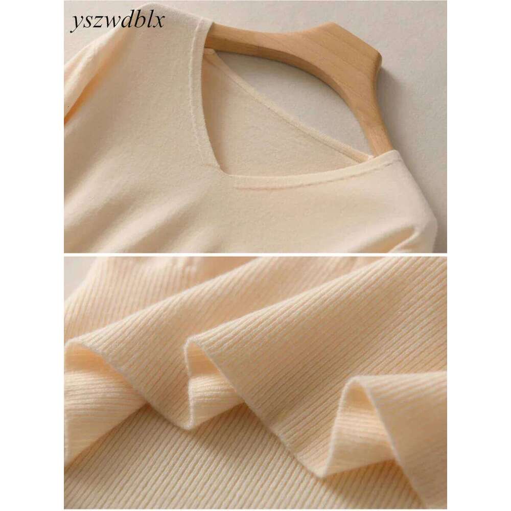 YSZWDBLX Womens Sweaters Spring Autumn V-neck Knitted Pullovers Loose Bottoming Shirt Cashmere Fashion Jumper Solid Pink Sweater Z260314