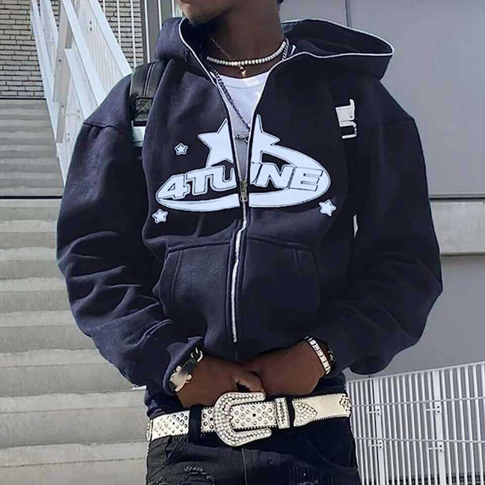 Zip Up Hoodies Cardigan Hooded Warmth Sweatshirt Aesthetics Letter Print Trend Casual Hip Hop Y2k New Sweatshirts Men's Clothing 26Y0313