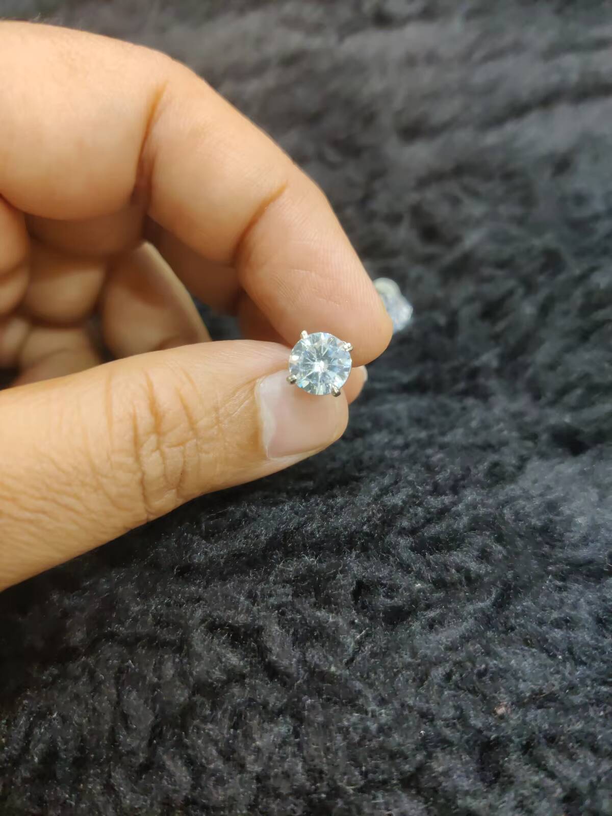 Moissanite Round Brilliant Cut Bezel Set White Gold Plated Stud Earrings-Trendy Unisex Jewelry