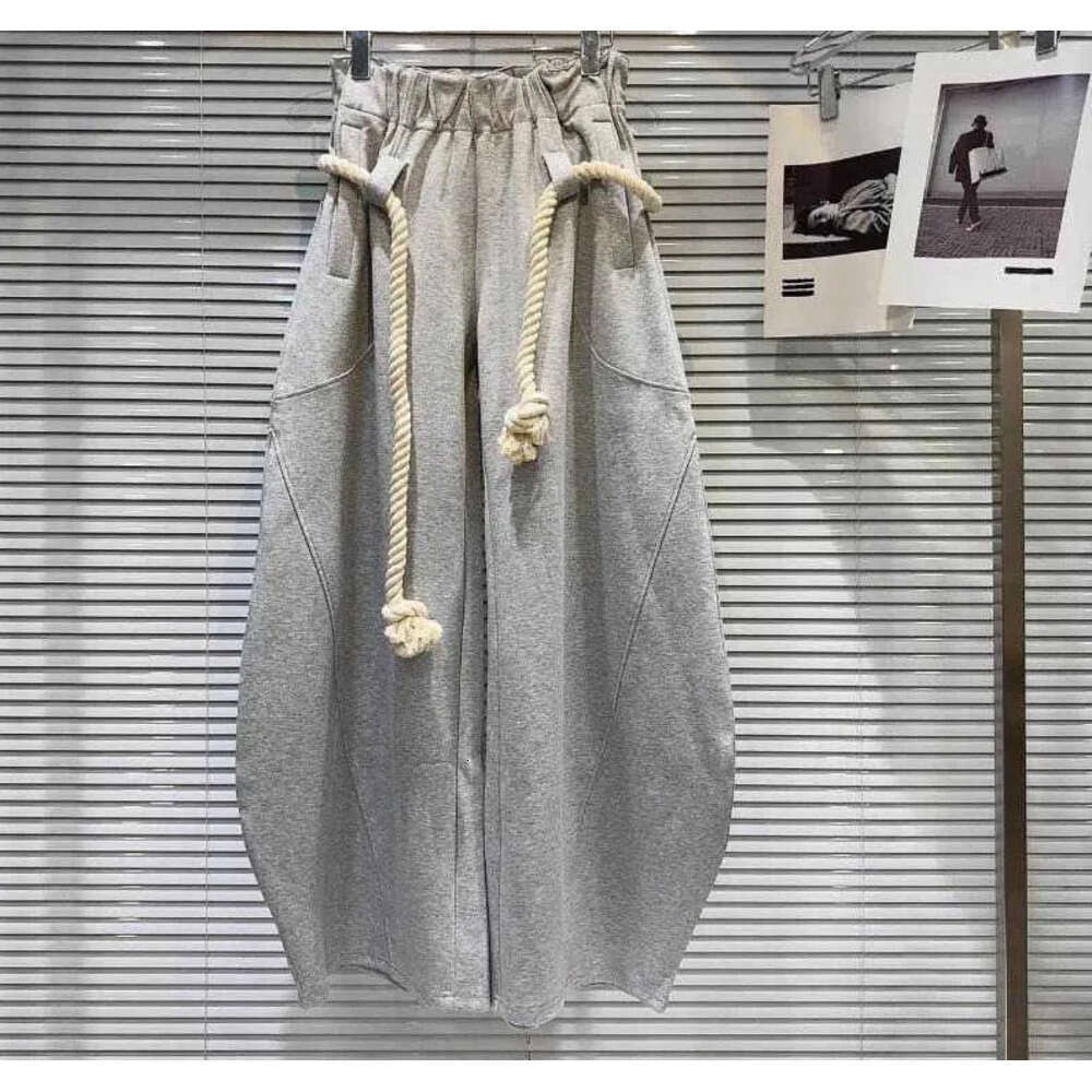 Womens Pants 2025 Girl Women Rope Belt Flowering Device Couple Loose Wide Legs Strt Casual Trousers Wear Z260312