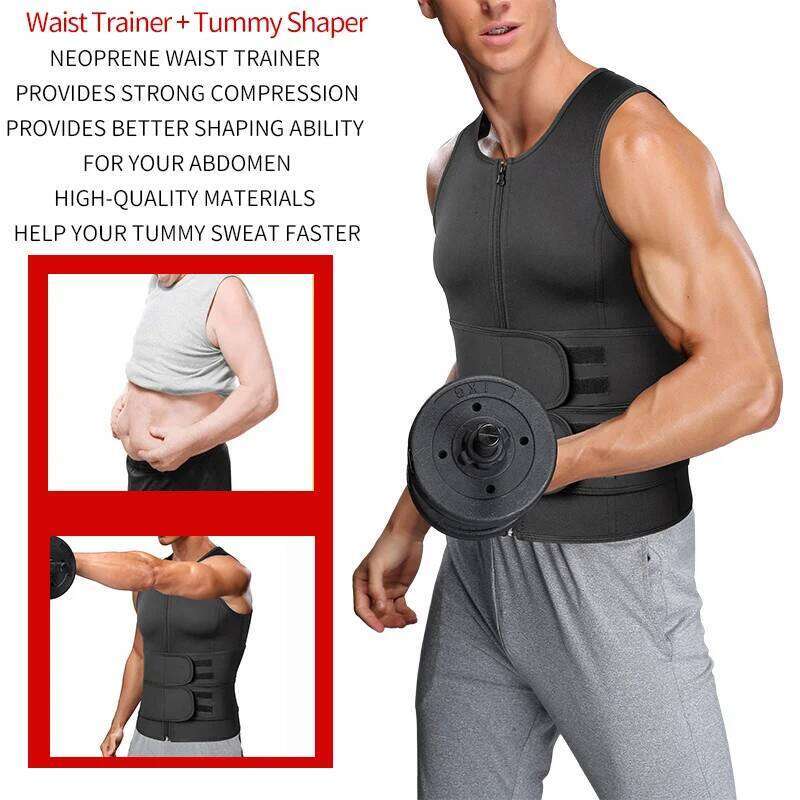 Men Waist Sauna Vest Fitness Corset Abdomen Slimming Body Shaper Belly Reducing Shapewear Burn Fat Shirt Trimmer Belt 26Y0313