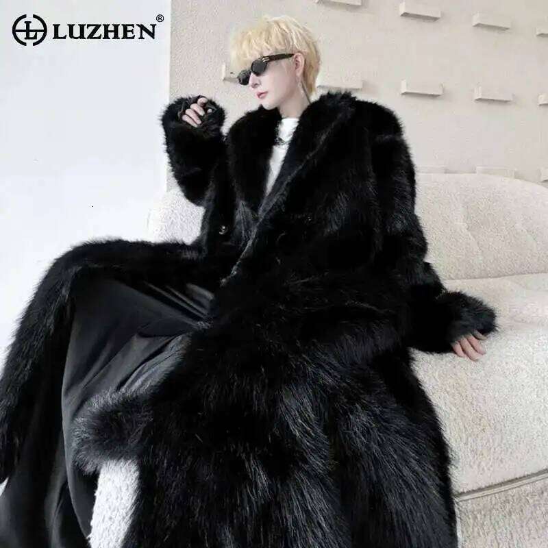 LUZHEN Winter Velvet Thickened Long Over The Knee Faux Fur Coat High-end Korean Trendy Handsome Classy Men's Outerwear LZ6697 Z260313