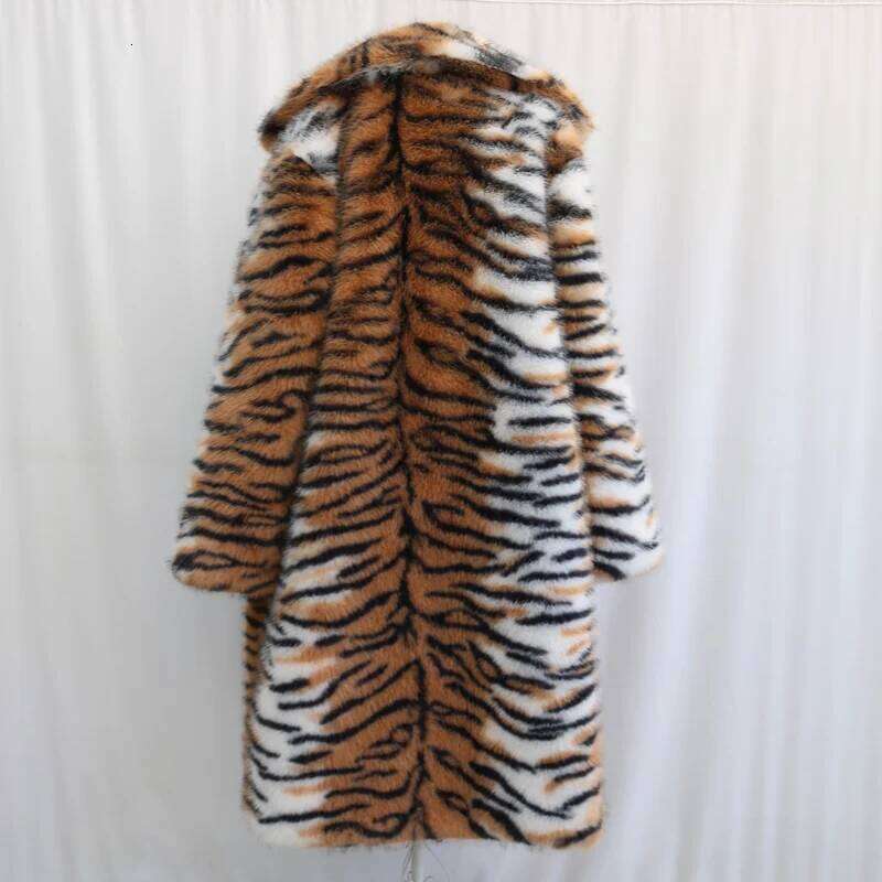 Tiger wild fluffy, personalized men's fur coat, winter rain and snow warm clothing, King of the forest Z260313