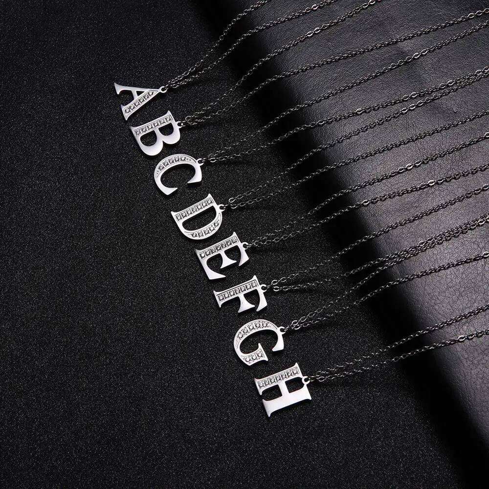 My Shape Letter A-Z Clear Zircon Stainless Steel Necklace for Girls Women Necklaces Alphabet Initials Pendant Choker Jewelry H260312