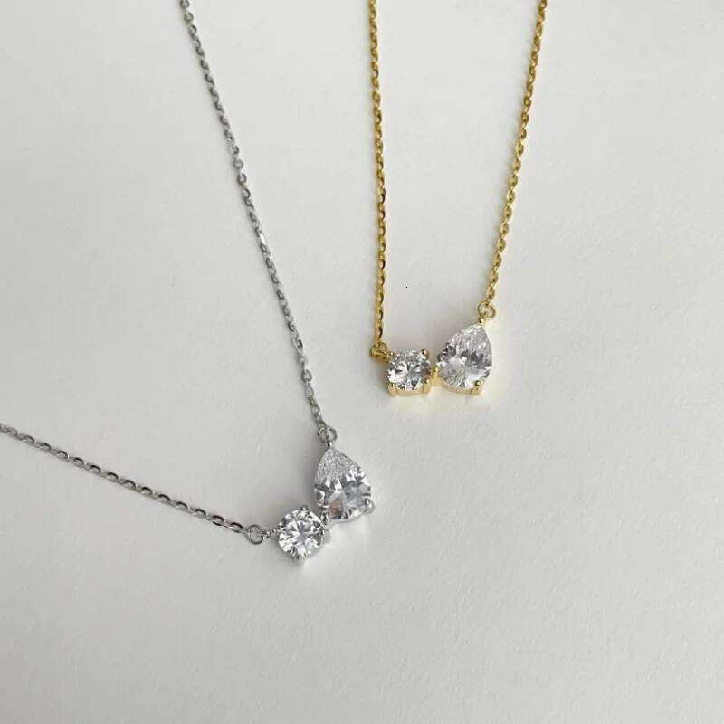 Stainless Steel Hypoallergenic Water Droplet CZ Pendant for Women Waterproof Ins Necklace Jewelry Birthday Gift H260312