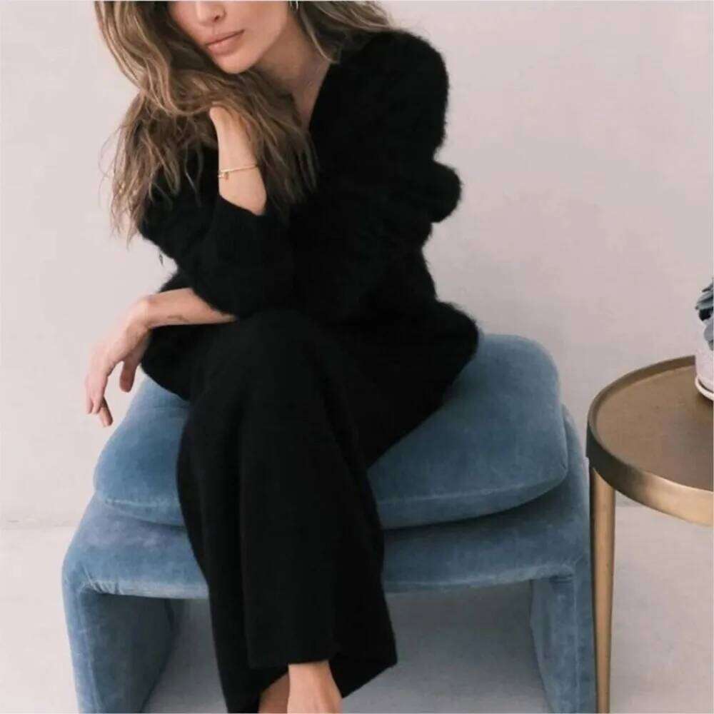Imitation Mink Cardigan Women's Loose Jacket Soft Long Sleeve Knitted Sweater Solid Color Commuting Temperament Trendy Z260313