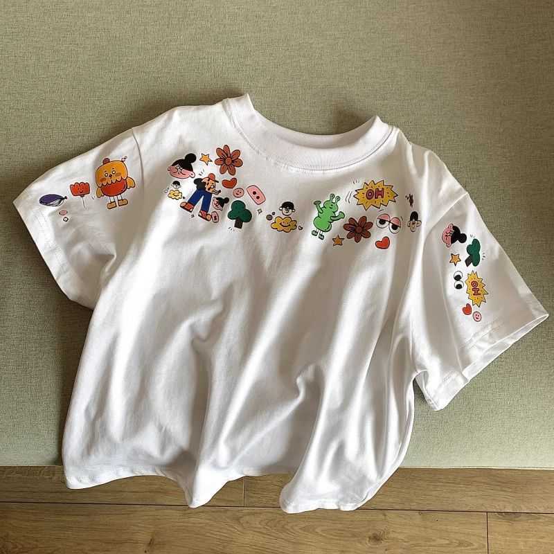 T-shirts Pure cotton boys' short-sleeve children's clothing summer white T-shirt new style summer wear for older children fashionable boys&#