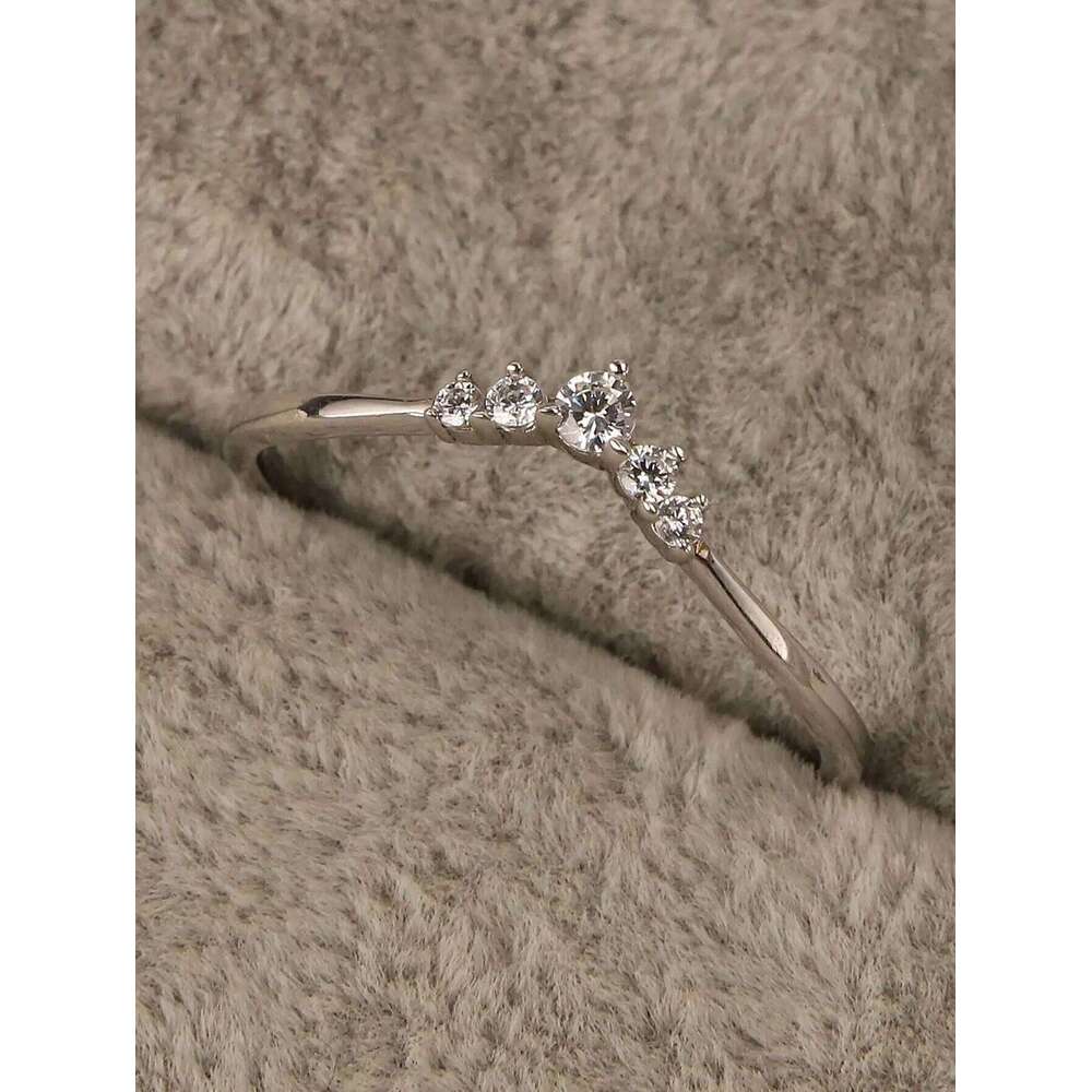 New S925 Sterling Silver European and American Fashion Crown Diamond Versatile Forest Style Women's Zircon Ring H260312