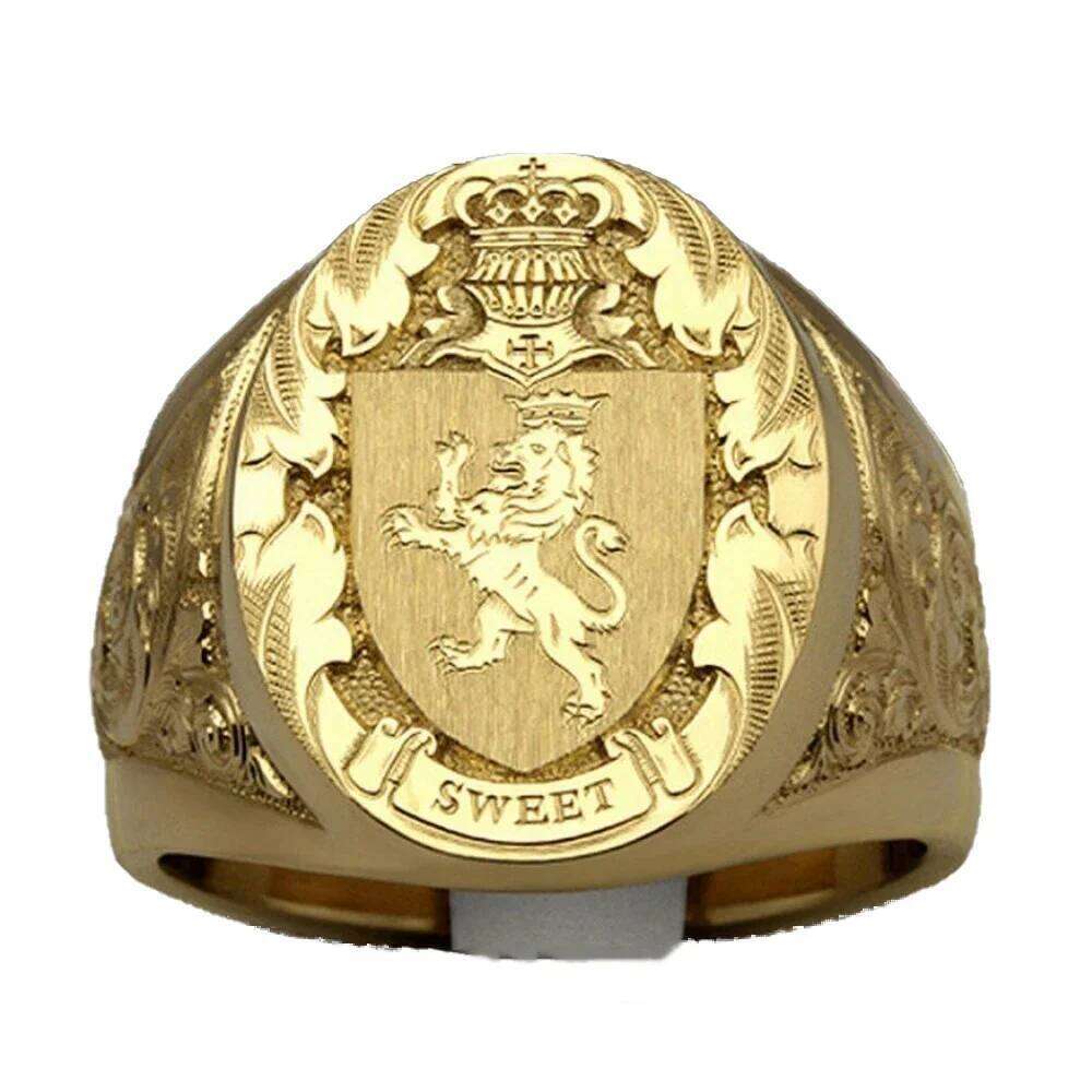 Simple Niche Crown Lion Royal Seal Personalized Domineering Street Fashion Party Men's Ring Accessories H260312