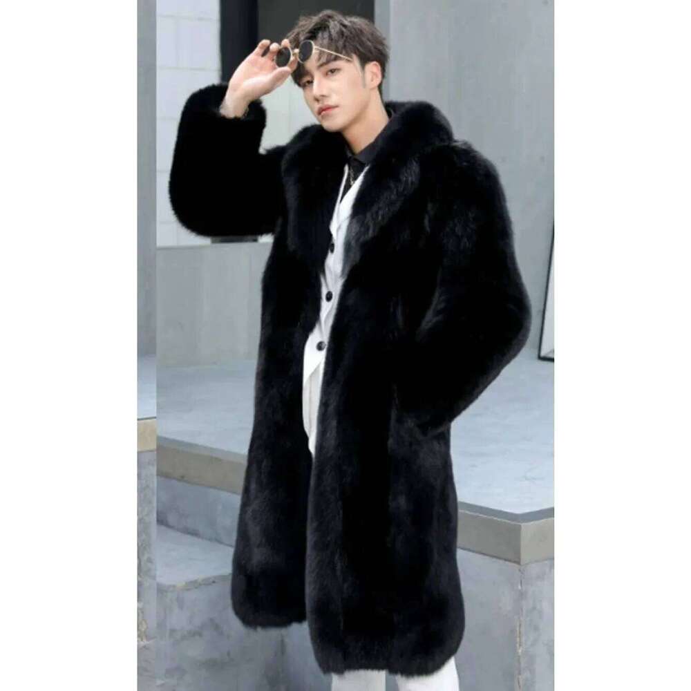Men Faux Winter 2025 Thicken Fluffy Sleeve Warm Outerwear Luxury Fur Bontjas Jackets Long Windbreaker Coat Z260313