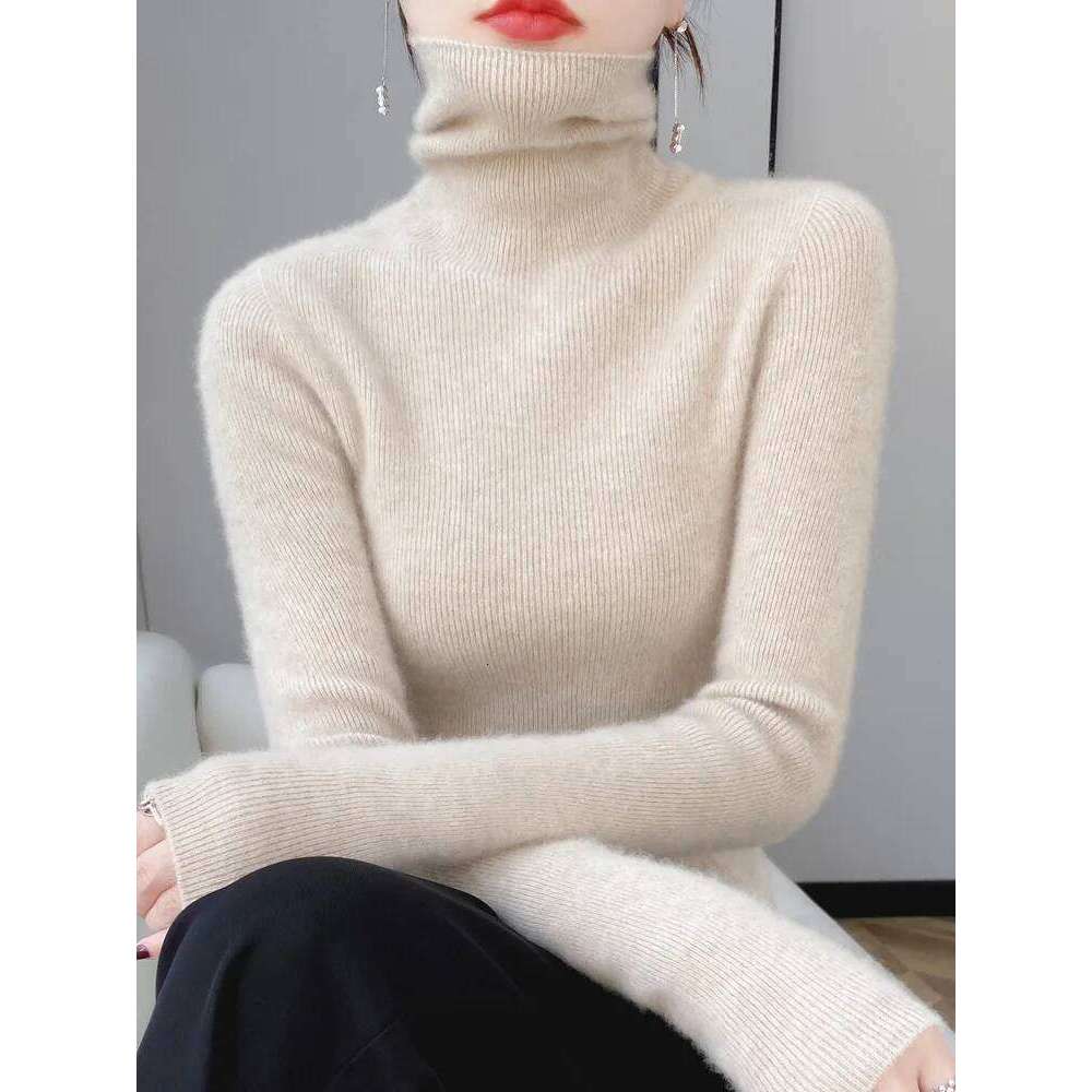 Grace Women Slim Sweater Pullover Turtleneck Basic Cashmere Autumn Winter 100% Merino Wool Knitwear Soft High-end Threaded Tops Z260313