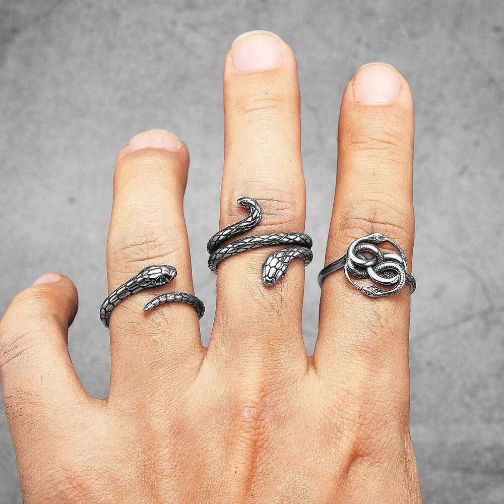 Snake Ouroboros Animal Men Rings Stainless Steel New Punk Rock Women Jewelry Fashion Accessories Stranger Thing Gift Wholesale H260312