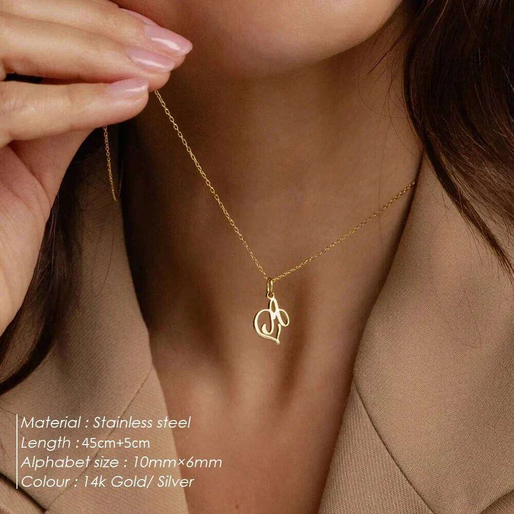 women Initial Art Letter A-Z Charm Pendant Necklace Women's Minimalism Gift Stainless Steel Jewelry Wholesale H260312