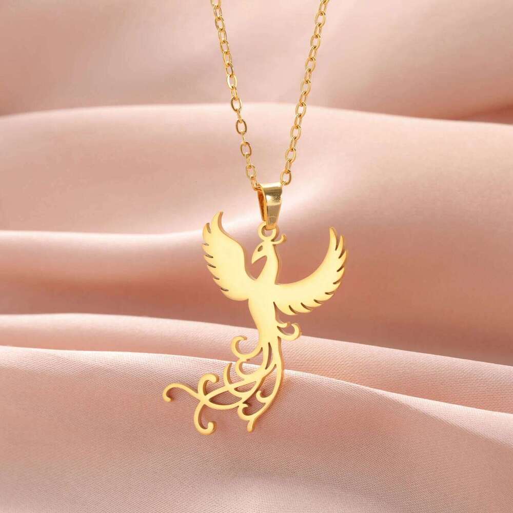 Exquisite Phoenix Flamingo Pendant Necklace Stainless Steel Animal Unisex Rebirth Bird Natural Talisman Jewelry H260312