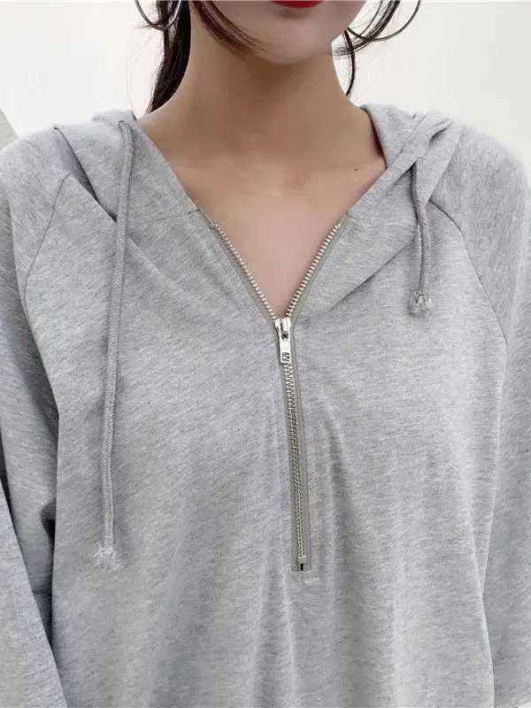 plus Size Womens Dr 300 Pou Summer New Korean Loose Slimming Five-Quarter Sve Hooded Mid-Length Skirt PolyesterT260314