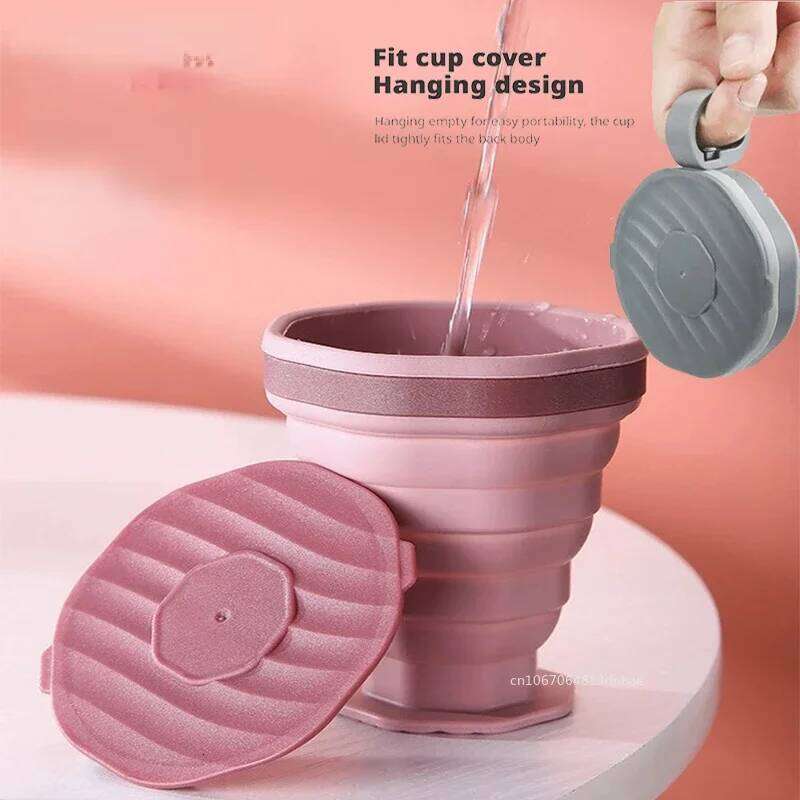 220ml Folding Food Grade Silicone Water Cup for Travel Camping Portable Retractable Environmental Friendly Drinkware Z260313