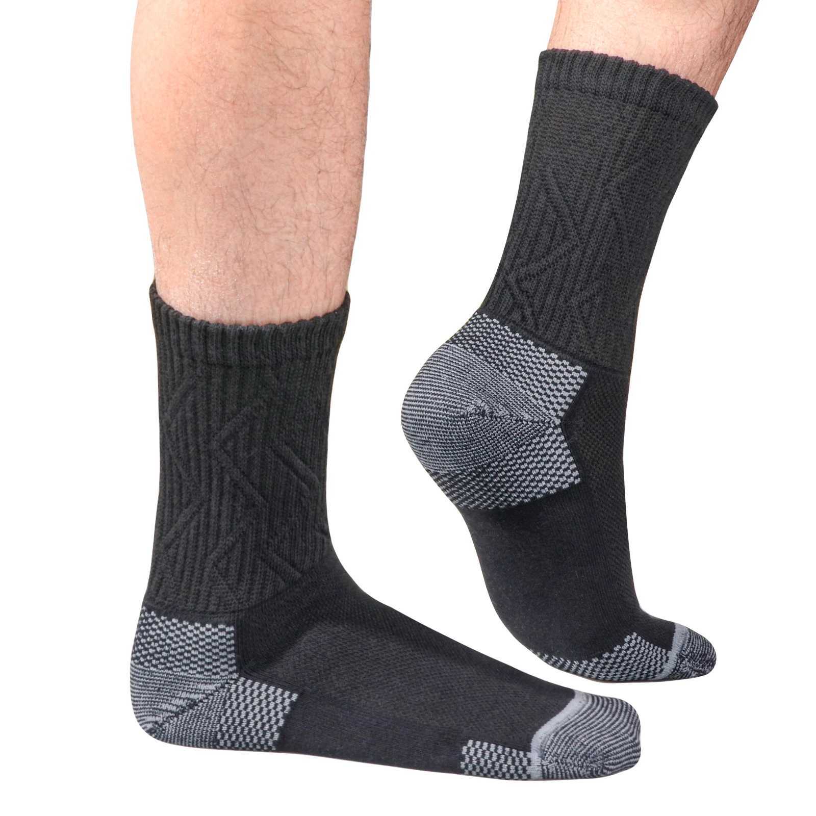 YUEDGE 5 Pairs Bamboo Diabetic Mens Crew Socks Non-Binding Loose Socks for Women Men D260313