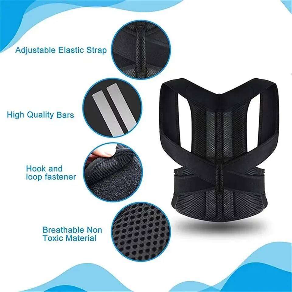 Unisex Adjustable Posture Corset Brace Belt Lumbar Straight Corrector Breathable Back Support S-XXXL 26Y0313