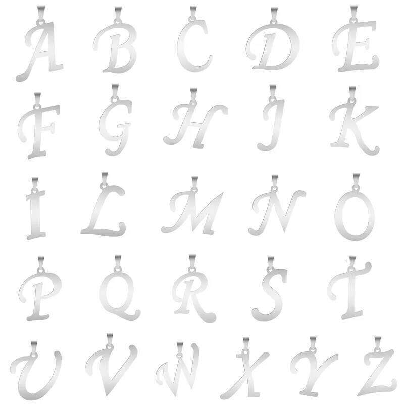 26 Letters Necklace Stainless Steel Initial Necklaces For Women Men Pendant Big Alphabet Chain On The Neck Choker Cadenas Hombre H260312