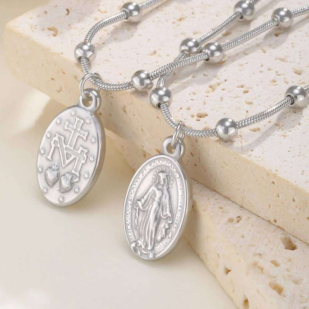 Stainless Steel Rosary Chain Virgin Mary Pendant Necklaces Faith Jewelry For Everyday Wear H260312