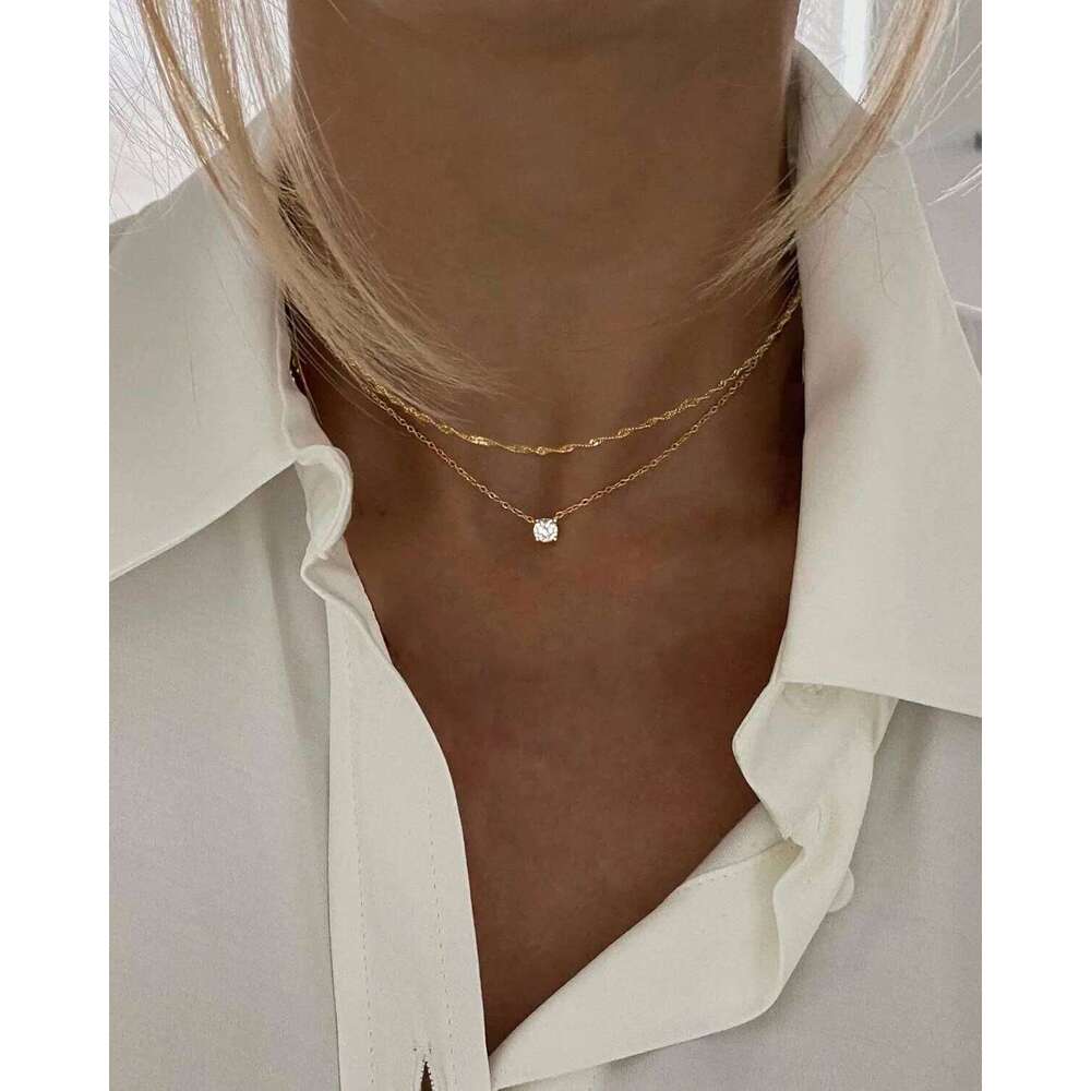 Diamond K Gold/Sterling Silver Choker Necklace Simple Gold Plated Jewelry Necklaces for Women Gifts H260312
