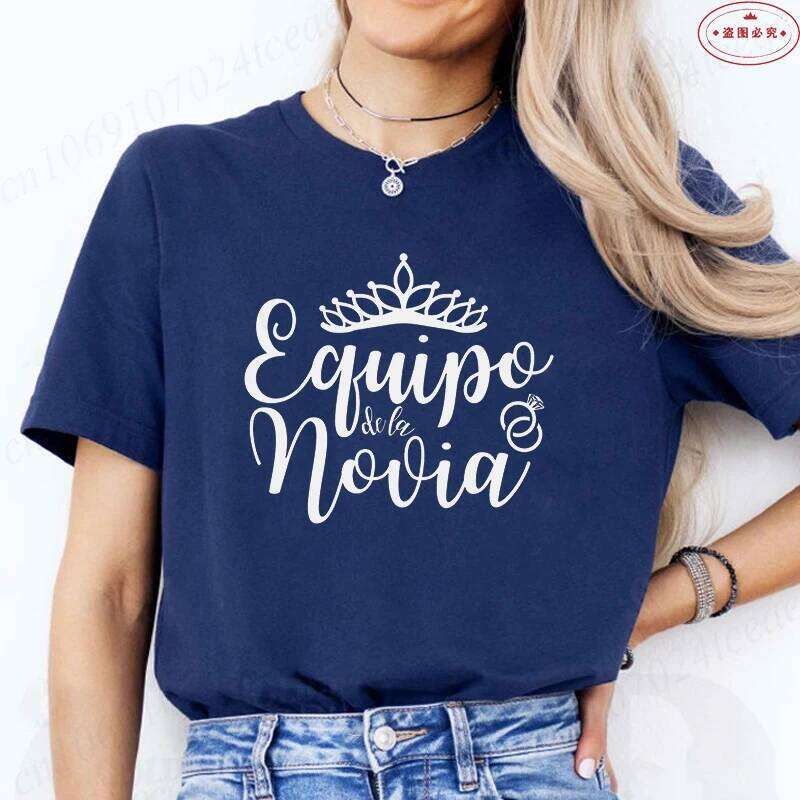 Spanish Crown Graphic Tees Women Bachelorette & Wedding Tops Bridal Party Team Bride Tribe Casual Short Sleeve T-Shirts Z260314