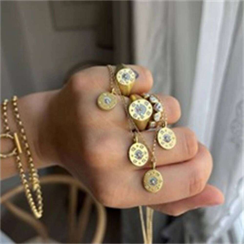 Stainless steel fashionable popular Valentine's Day lion mermaid painted ring with gold plating and color preservation H260312