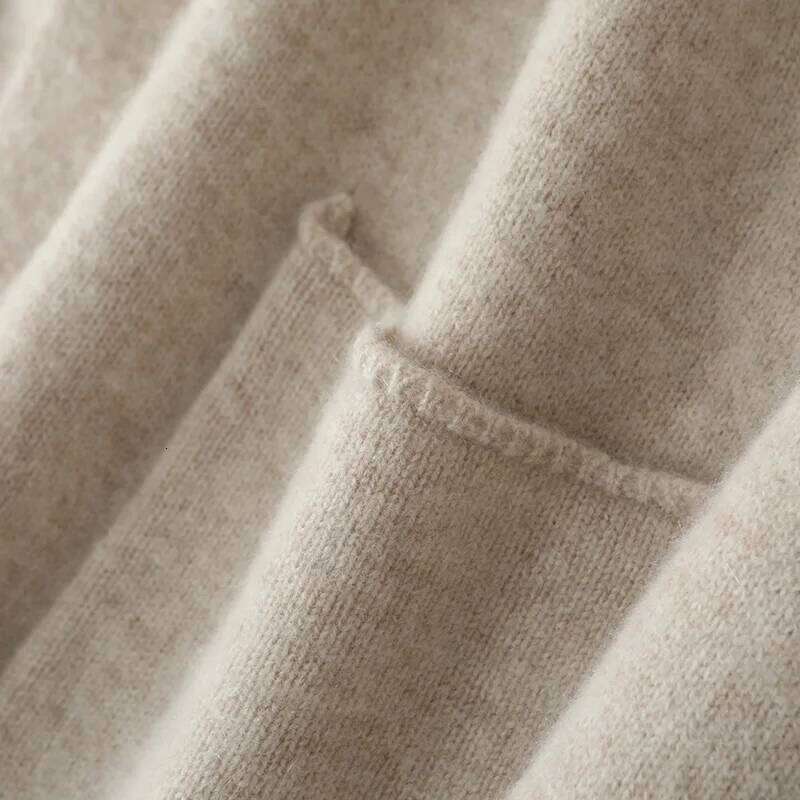 Christmas 100% Merino Wool 7-Needle Thick Knit Cardigan Loose Plus Size Top Women's Double Pocket Cashmere Coat Winter YYY2437 Z260313