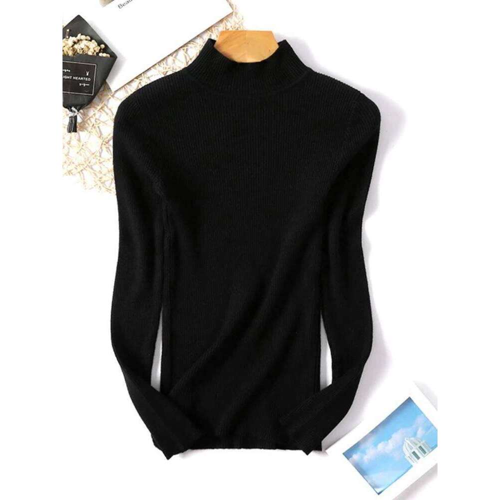 2025 Autumn Winter Long Sleeve Knitted Sweater Turtleneck Ribbed Slim Women Pullovers Soft Warm New Jumper Pullover Z260313