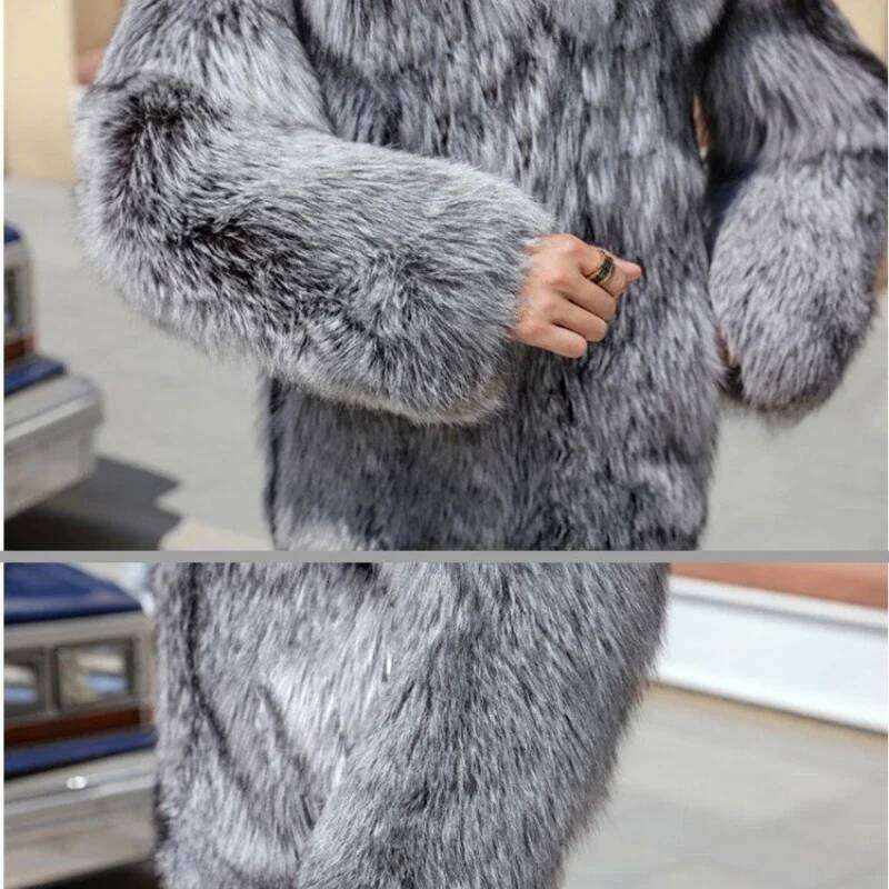 Luxury Brand Men Winter Warm Hooded Faux Fox Men's Mink Fur Coat High-end Thick Jacket Windproof Snowwear High Quality Z260313