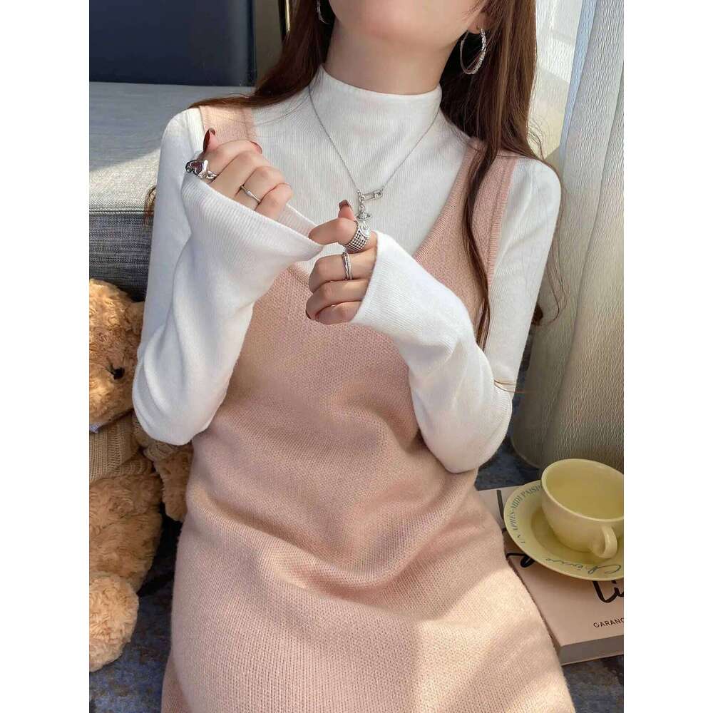 Knitted Pullover Women Fashion Slim Stretch Tops Spring Autumn Turtleneck Sweater Korean Long Sleeve Simple Base Layer Top Z260313