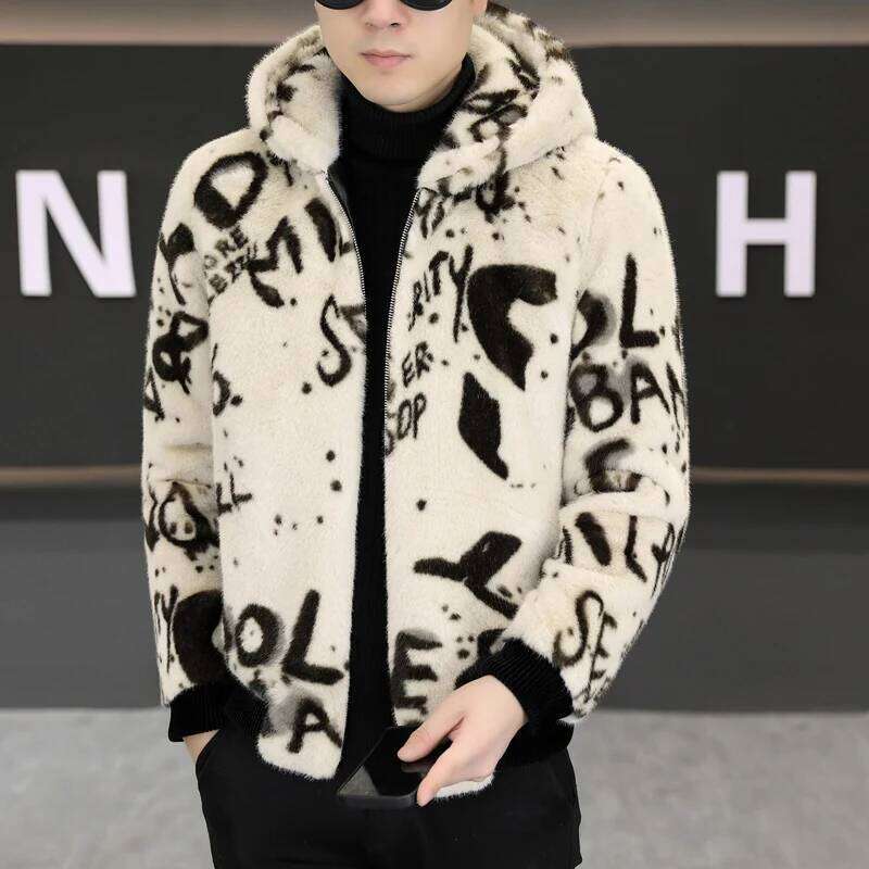 Winter Hooded Thick and Warm Faux Mink Fur Casual Jacket Fashion Business Social Outdoor Coat Men Clothing Z260313