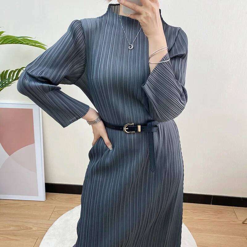 YUDX Miyake Pleated Autumn Winter Dresses Womens 2025 Comfortable Long Sleeve High Quality Korean Style Casual Clothes Z260314