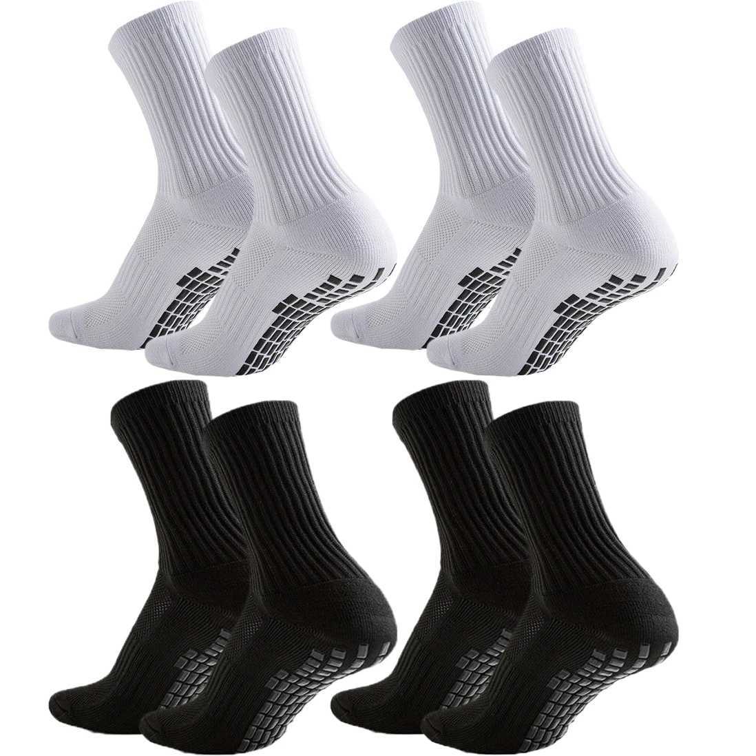 4Pair Breathable Non-Slip Grip Socks for Men Womens Football Basketball Baseball Rugby Soccer Cycling Running Tennis Exercise D260313