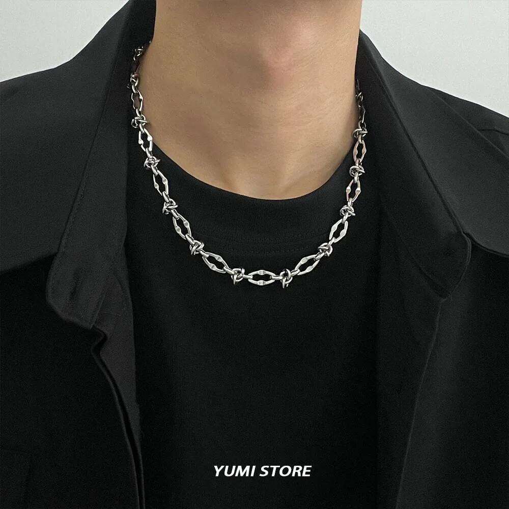 Hip Hop Titanium Steel Geometric Necklace For Man Woman No Fade Punk Irregular Sweater Chain Choker Jewelry Wholesale H260312