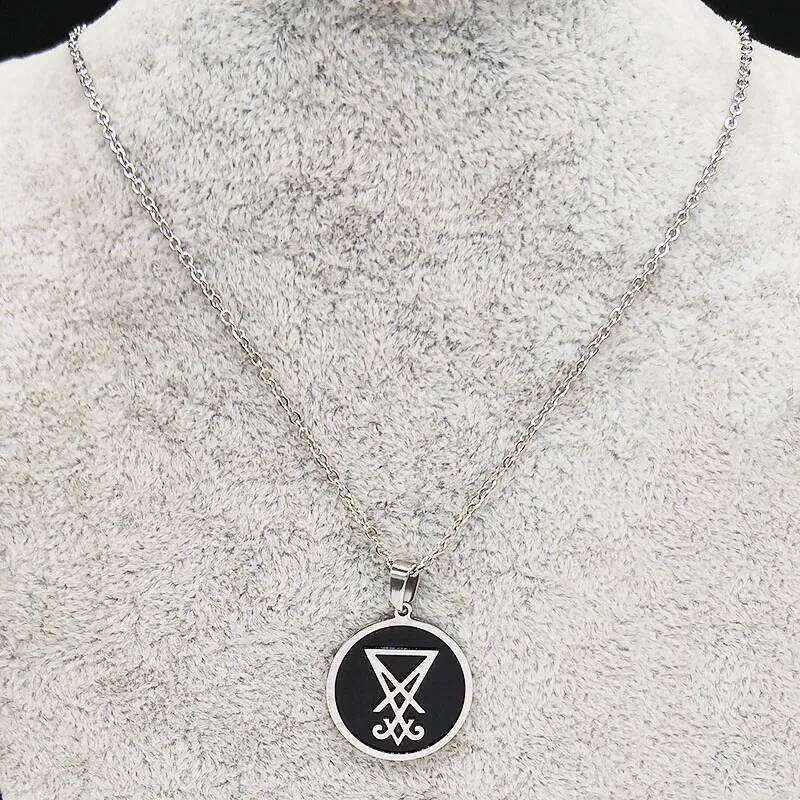 2024 Sigil Church Satan Stainless Steel Men Seal of Lucifer LaVey Hidden Devil Necklace Jewelry collares N2036S03 H260312