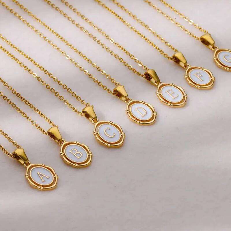 A-Z Letter Initial Enamel For Women Gold Color Stainless Steel Chain Exquisite Pendant Necklace Fashion Jewelry Gift H260312
