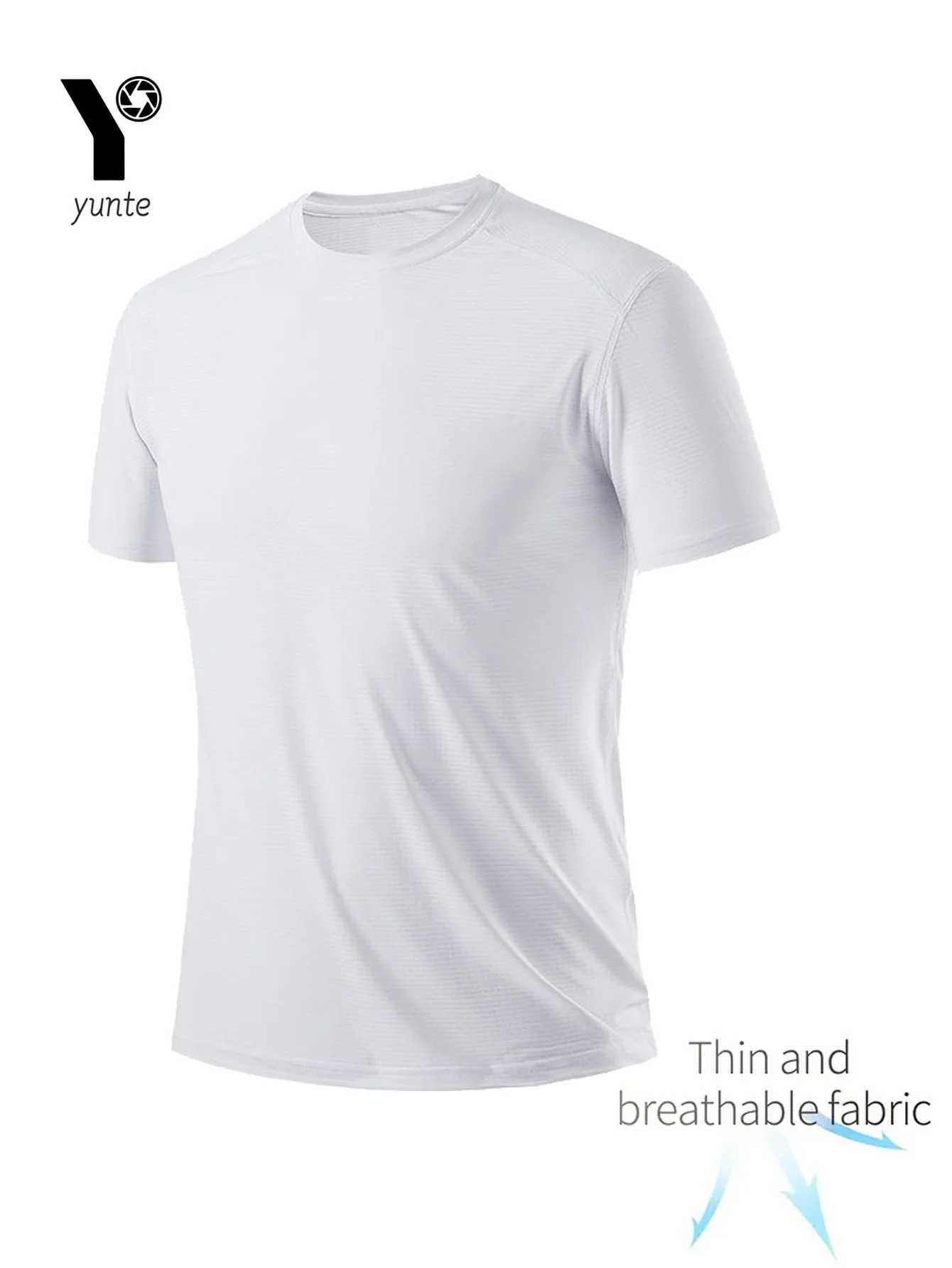 Round Neck T-Shirt 7-Piece White Ultra-Light Mens Quick-Drying Breathable Sweat-Absorbent Shirt Suitable for Fitness Gym and Ru D260313
