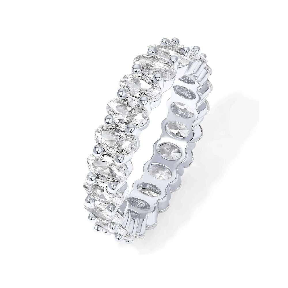 Shevalues 14K Gold Plated Oval Cubic Zirconia Eternity Ring Stackable Rings for Women Gift Popular Jewelry H260312