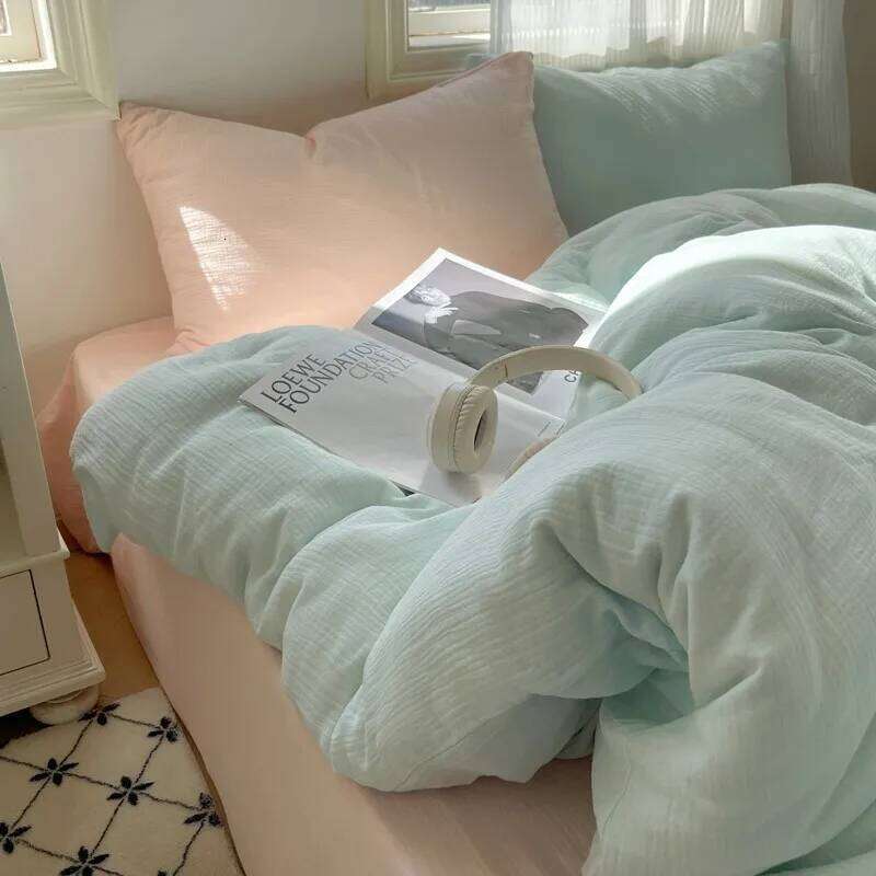 100%Washed Microfiber Lightweigh Ultra Soft Slightly Wrinkle Linen Feel Breathable Twin Queen Duvet Cover Bed Sheet Pillowcases H260312 - view 5