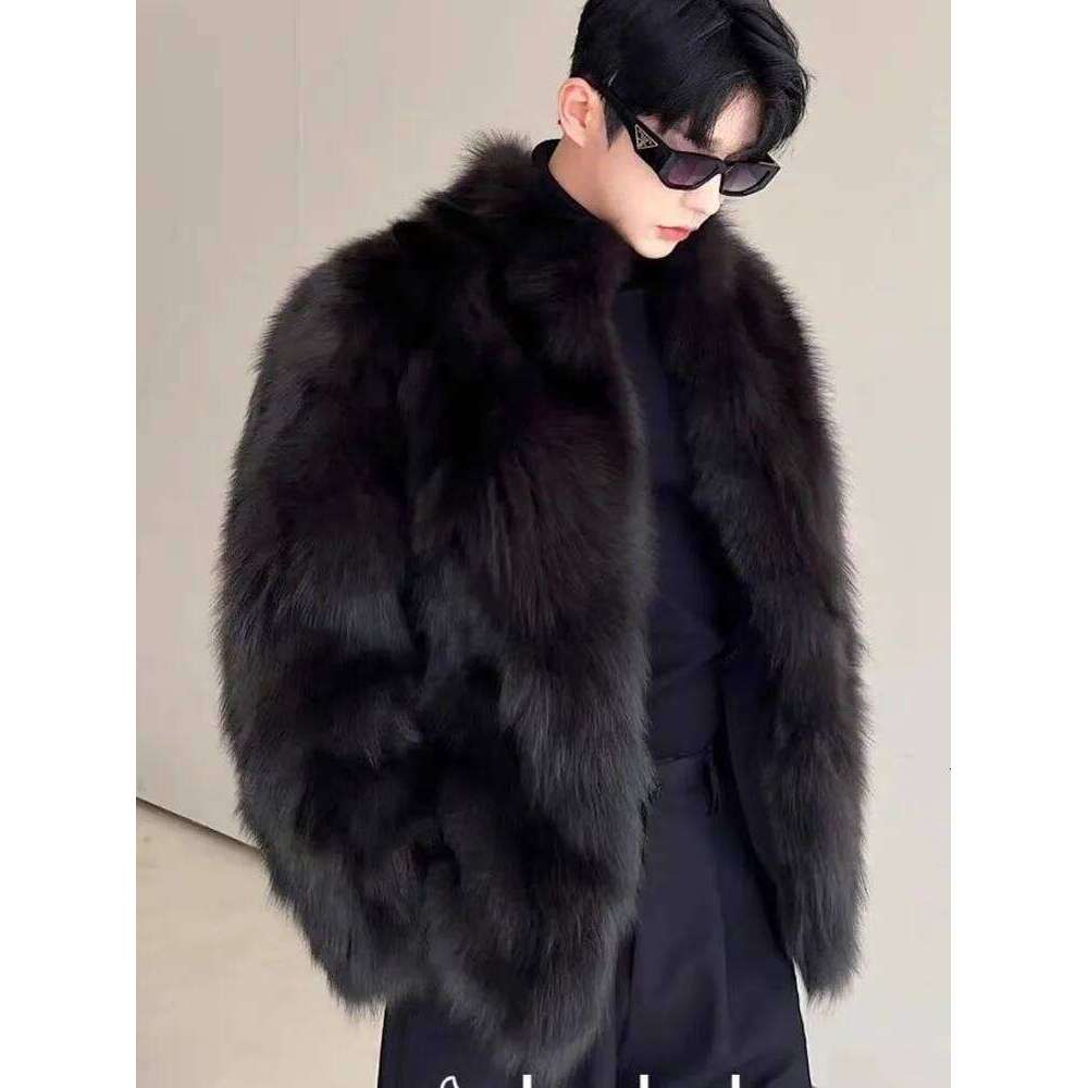 imitation Thickened Men Fox Coat Male Warm Overcoat Long Sleeve Winter Faux Jacket Fluffy Plush Fur Coats JJ1027 Z260313