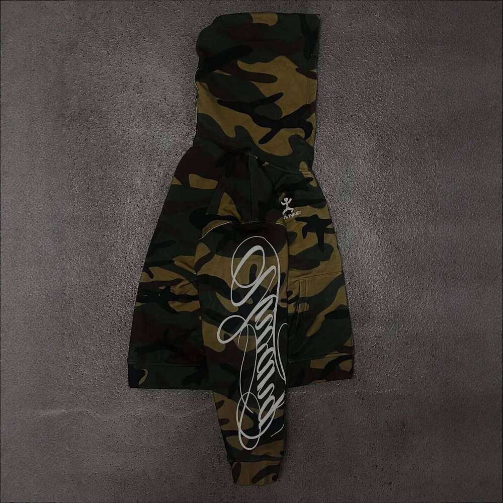 Autumn new men's and women's high street fashion embroidery camouflage Harajuku ins style zipper hooded sweatshirt Y2k clothing 26Y0313