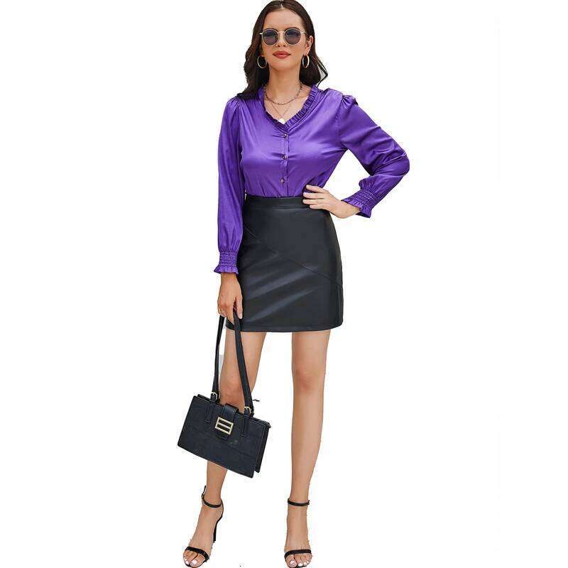 Spring and Summer New PU Skirt Women's Black Elastic Women Slim Sexy Leather Skirts Brown Gray S-XXXL Z260314