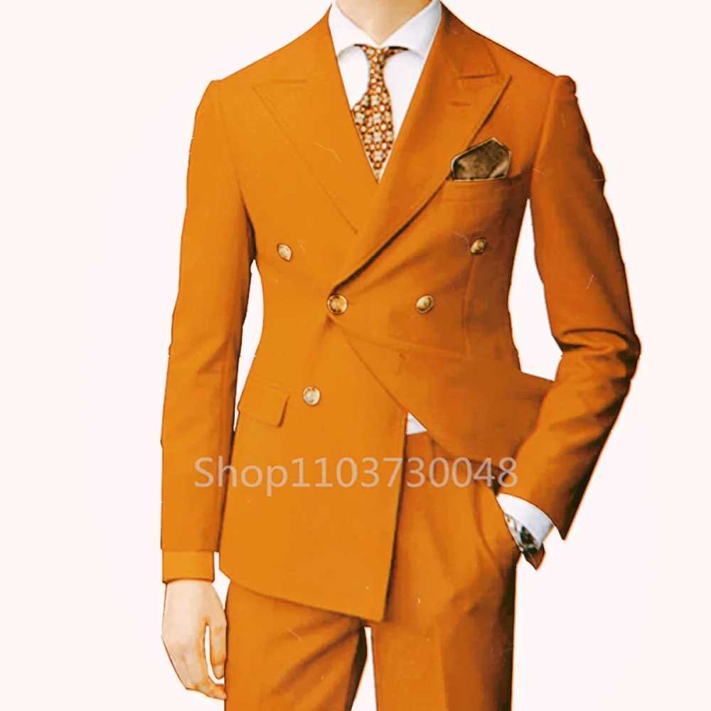 Fashion Style 2 Piece Wedding Men Suits Slim Fit Peak Lapel Blazer Pants Formal Business Party Groom Wear Tuxedos Costume Homme M260313
