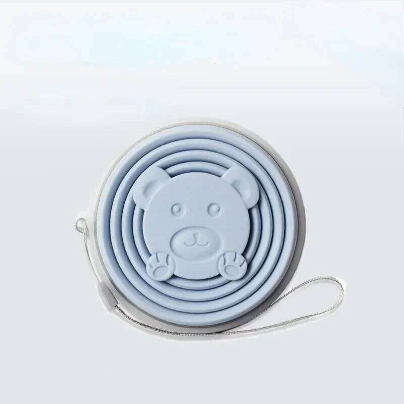 180ml Outdoor Silicone Folding Travel Casual Mug Cartoon Bear Collapsible Reusable Drinking Cup with Lids Retractable Cups Z260314